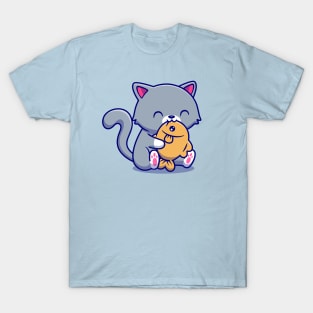 Cute Cat Eating Fish T-Shirt